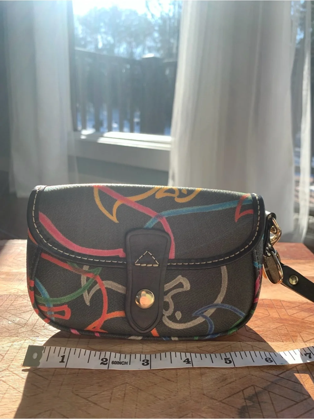 NEW! (Without tags) Dooney & Bourke Black Multicolor Small Wristlet Clutch
